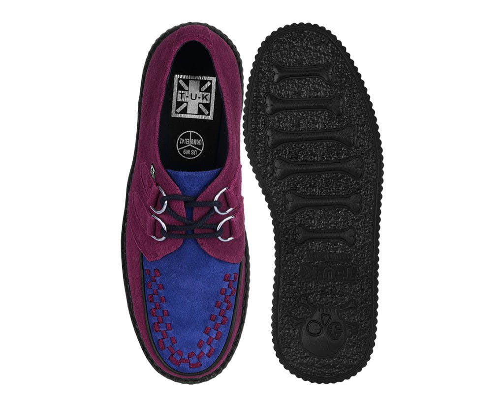 V3414 Burgundy & Navy Suede Viva Mondo Creeper - T.U.K. Shoes