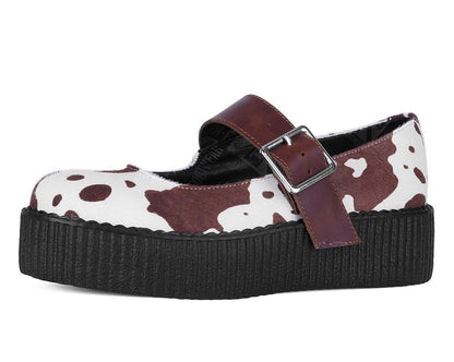 V3411L Brown Cow Hair Mondo Mary Jane - T.U.K. Shoes