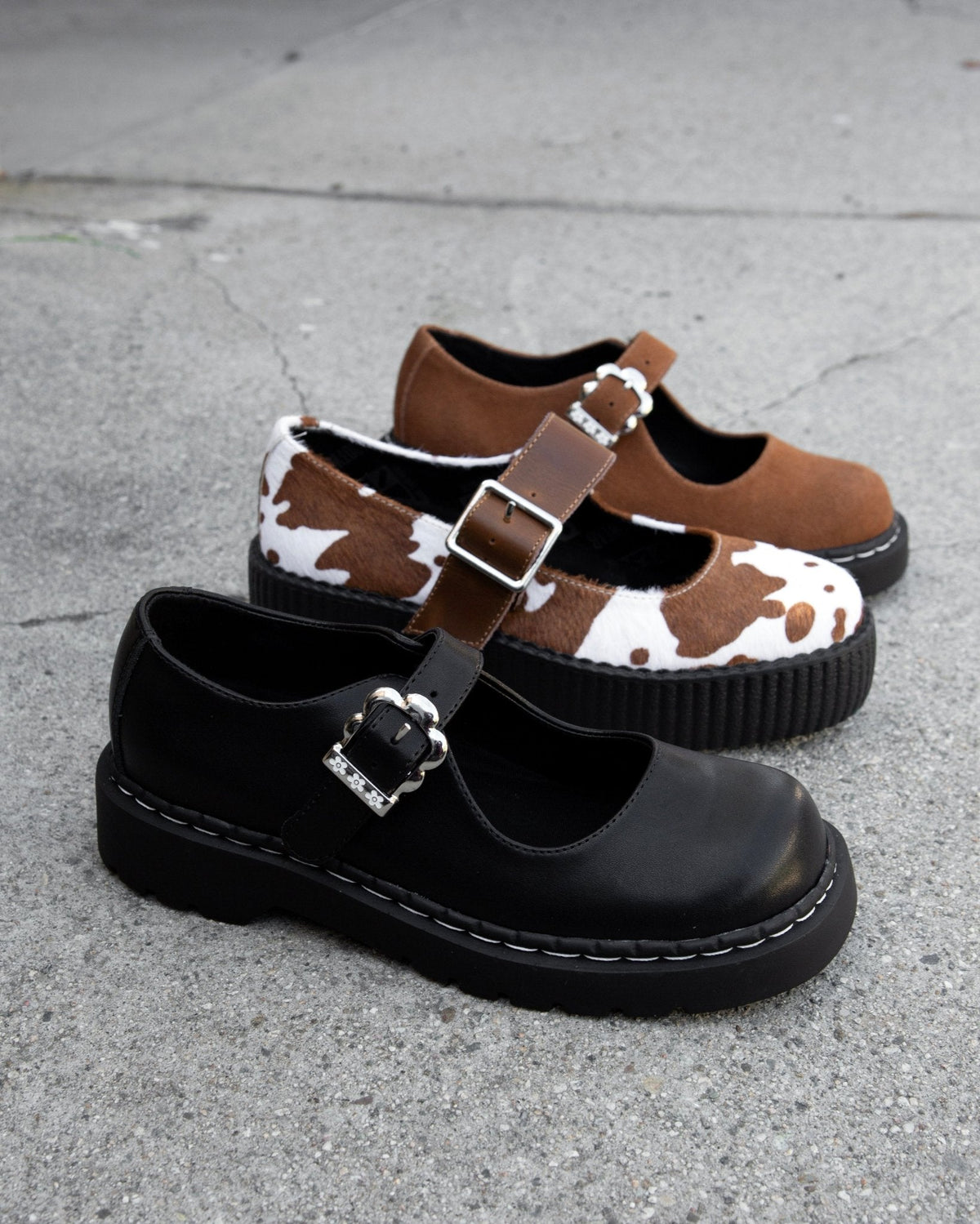V3411L Brown Cow Hair Mondo Mary Jane - T.U.K. Shoes
