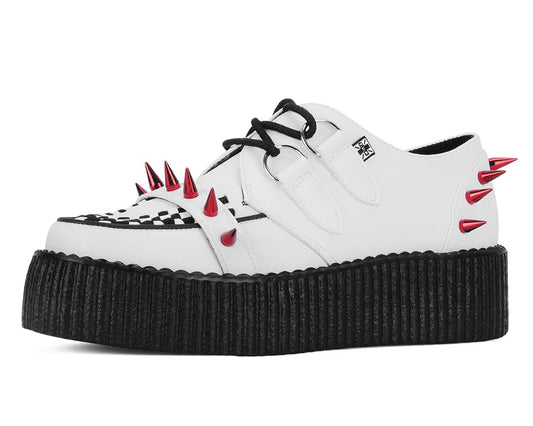 V3342 White Leather Spike Viva Mondo Creeper - T.U.K. Shoes