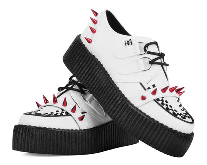 V3342 White Leather Spike Viva Mondo Creeper - T.U.K. Shoes