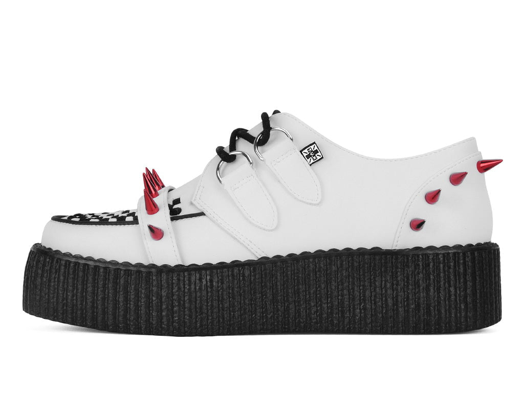 V3342 White Leather Spike Viva Mondo Creeper - T.U.K. Shoes