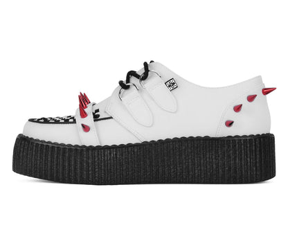 V3342 White Leather Spike Viva Mondo Creeper - T.U.K. Shoes