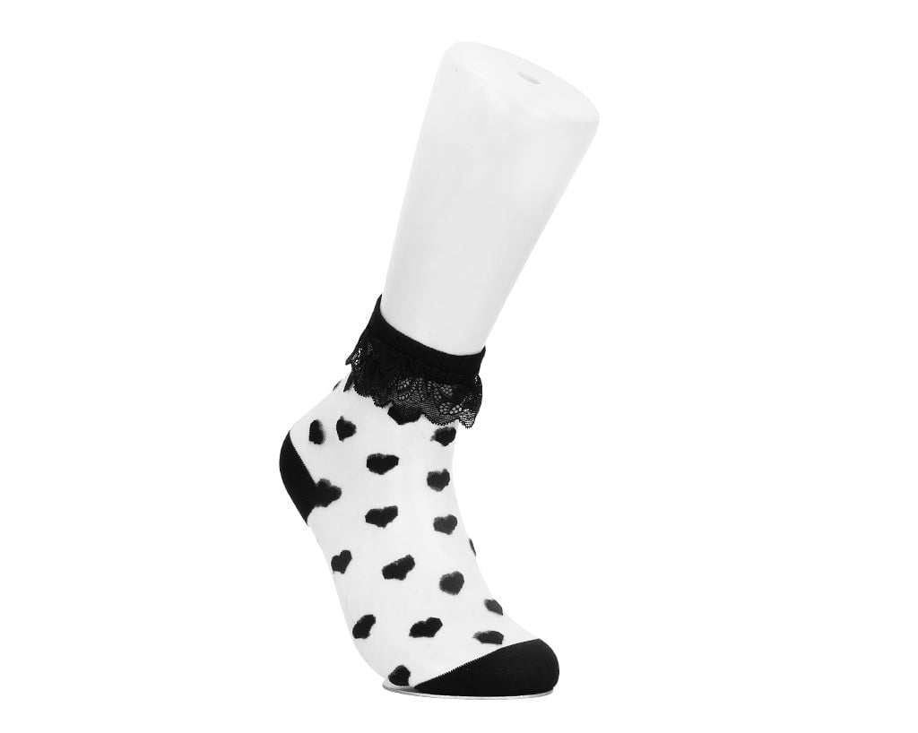 TSK1186 Black Mesh Heart Sock TSK1186-OS - T.U.K. Shoes