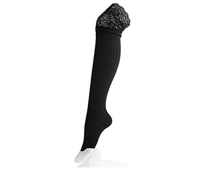 TSK1003 Black Lace Thigh High Sock TSK1003-OS - T.U.K. Shoes