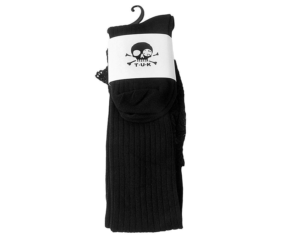 TSK1003 Black Lace Thigh High Sock TSK1003-OS - T.U.K. Shoes