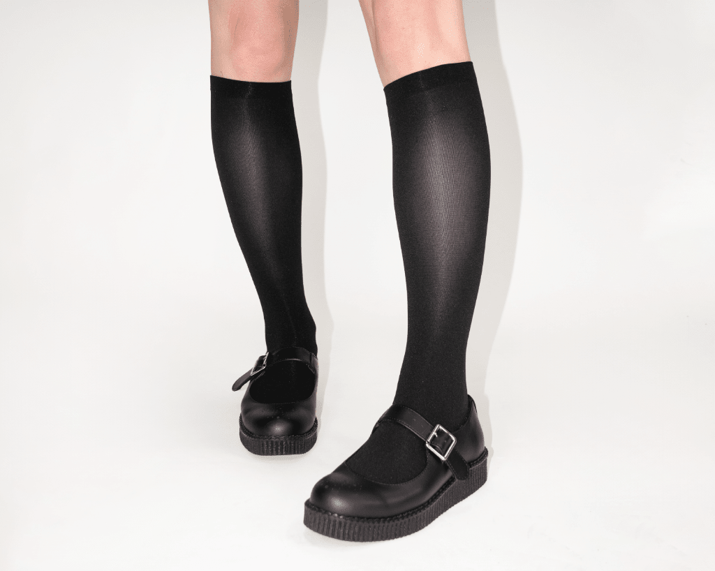 TSK1164 Black Knee-High Nylon Mesh Sock TSK1164-OS - T.U.K. Shoes