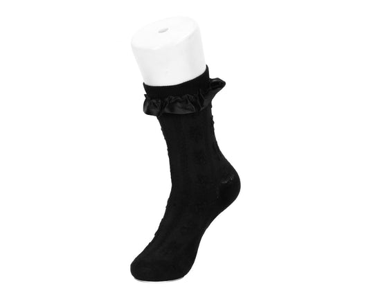 TSK1181 Black Rose Silk Trim Sock TSK1181-OS - T.U.K. Shoes