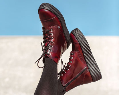 V9858 Burgundy Rub Off TUKskin™ 7-Eye Boot - T.U.K. Shoes