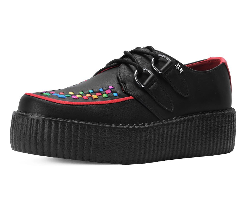 V3302 Black TUKskin Rainbow Interlace Viva Mondo Creeper - T.U.K. Shoes