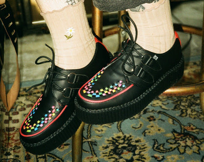 V3302 Black TUKskin Rainbow Interlace Viva Mondo Creeper - T.U.K. Shoes