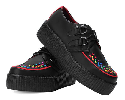V3302 Black TUKskin Rainbow Interlace Viva Mondo Creeper - T.U.K. Shoes