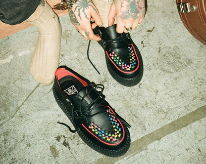 V3302 Black TUKskin Rainbow Interlace Viva Mondo Creeper - T.U.K. Shoes