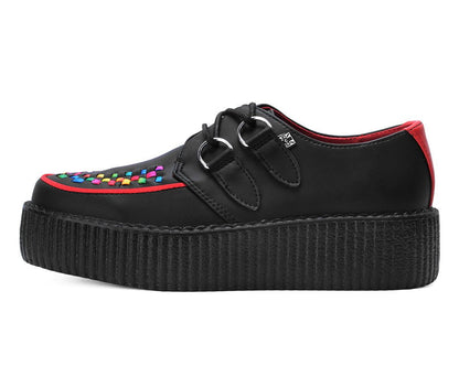 V3302 Black TUKskin Rainbow Interlace Viva Mondo Creeper - T.U.K. Shoes