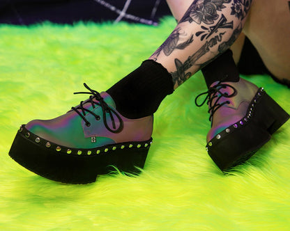 A3297 Midnight Chameleon Dino Flat Platform - T.U.K. Shoes