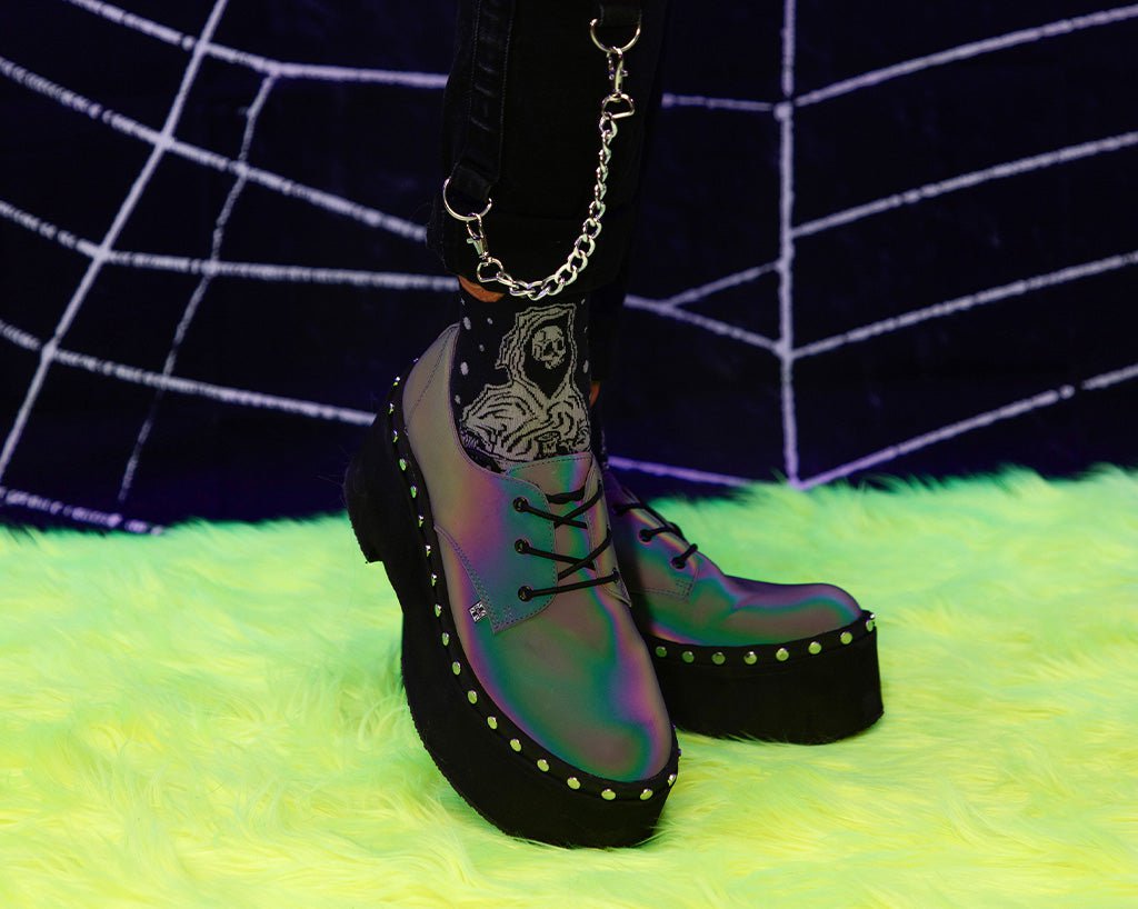 A3297 Midnight Chameleon Dino Flat Platform - T.U.K. Shoes