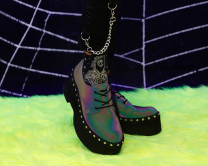 A3297 Midnight Chameleon Dino Flat Platform - T.U.K. Shoes
