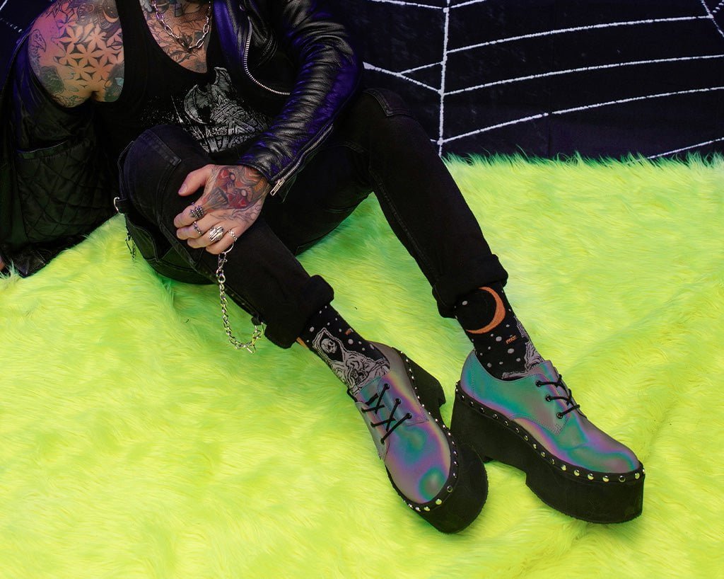 A3297 Midnight Chameleon Dino Flat Platform - T.U.K. Shoes