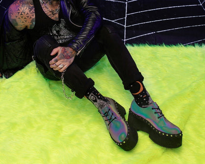 A3297 Midnight Chameleon Dino Flat Platform - T.U.K. Shoes