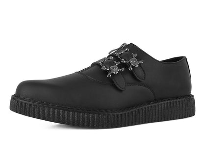 A3210 Black TUKskin Zipper Skull Pointed Creeper - T.U.K. Shoes
