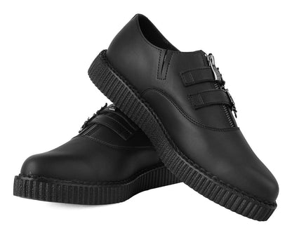 A3210 Black TUKskin Zipper Skull Pointed Creeper - T.U.K. Shoes