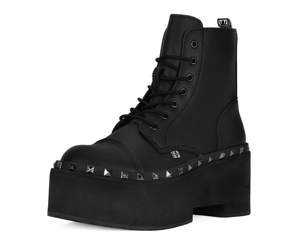 A3333 Black TUKskin 7-Eye Dino Flat Boot - T.U.K. Shoes