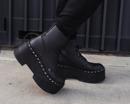 A3333 Black TUKskin 7-Eye Dino Flat Boot - T.U.K. Shoes
