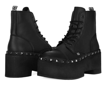 A3333 Black TUKskin 7-Eye Dino Flat Boot - T.U.K. Shoes