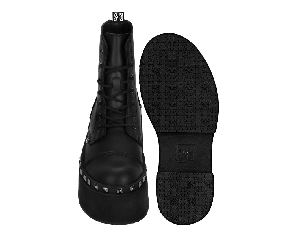 A3333 Black TUKskin 7-Eye Dino Flat Boot - T.U.K. Shoes