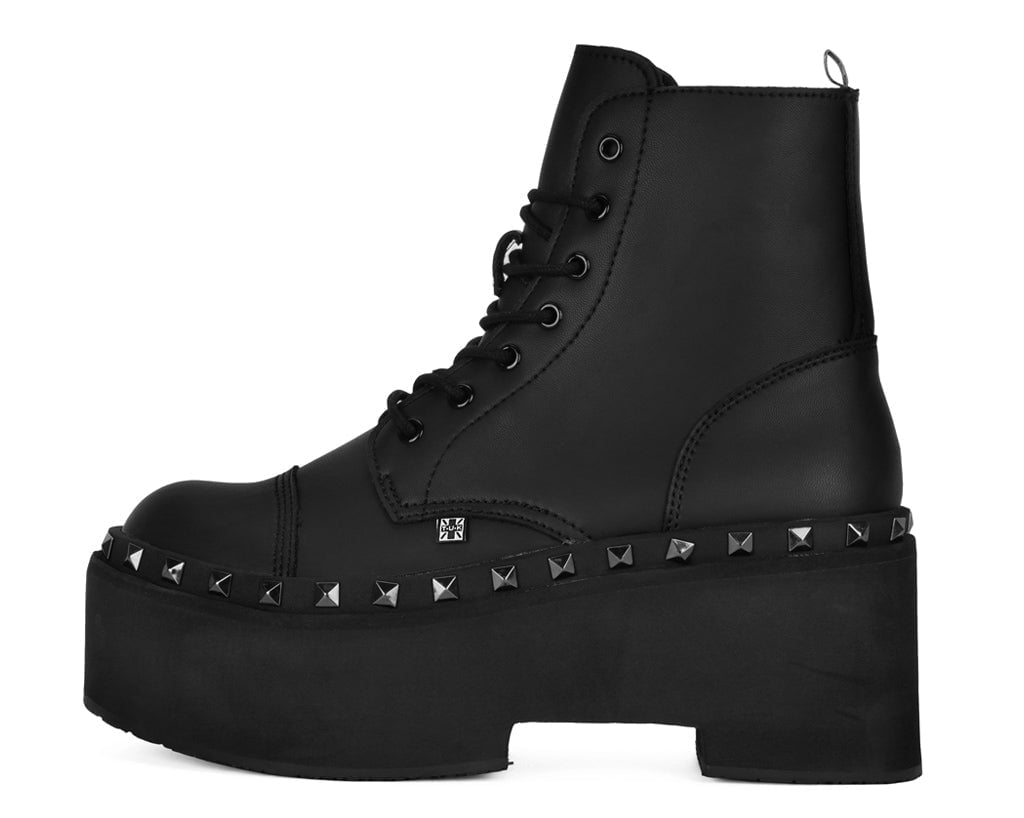 A3333 Black TUKskin 7-Eye Dino Flat Boot - T.U.K. Shoes