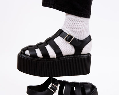 S3347 Black TUKskin Fisherman Strato Sandal - T.U.K. Shoes