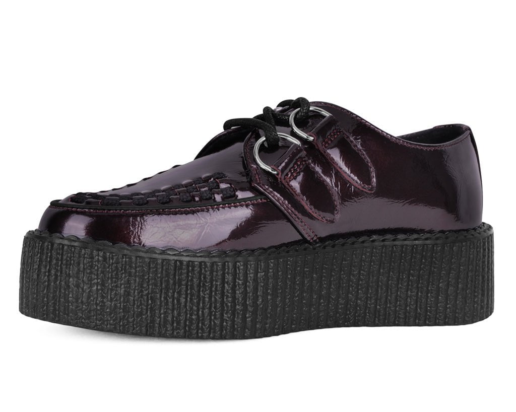 V3246 Burgundy Crinkle Patent Viva Mondo Creeper - T.U.K. Shoes