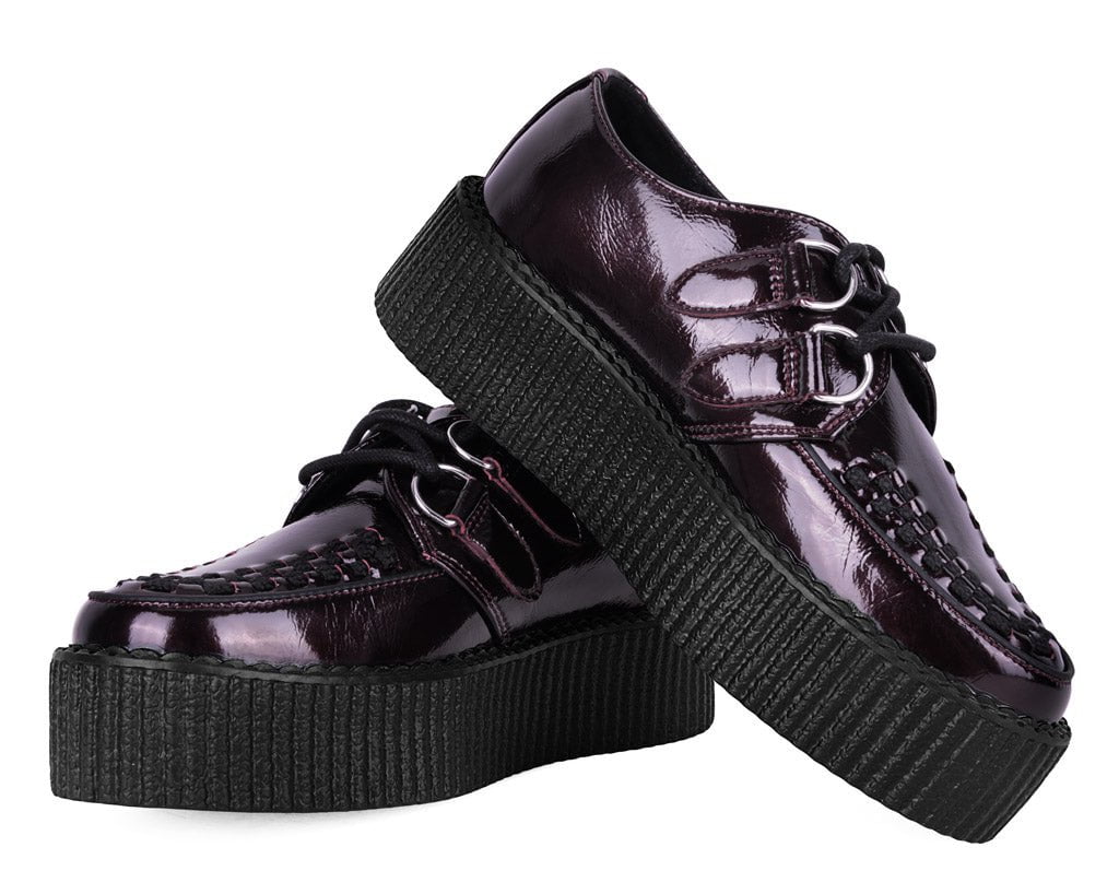 V3246 Burgundy Crinkle Patent Viva Mondo Creeper - T.U.K. Shoes