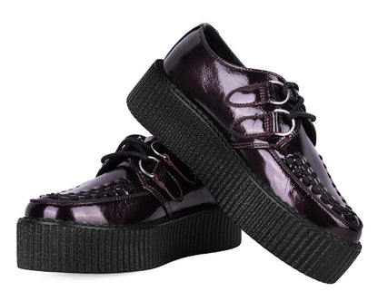 V3246 Burgundy Crinkle Patent Viva Mondo Creeper - T.U.K. Shoes