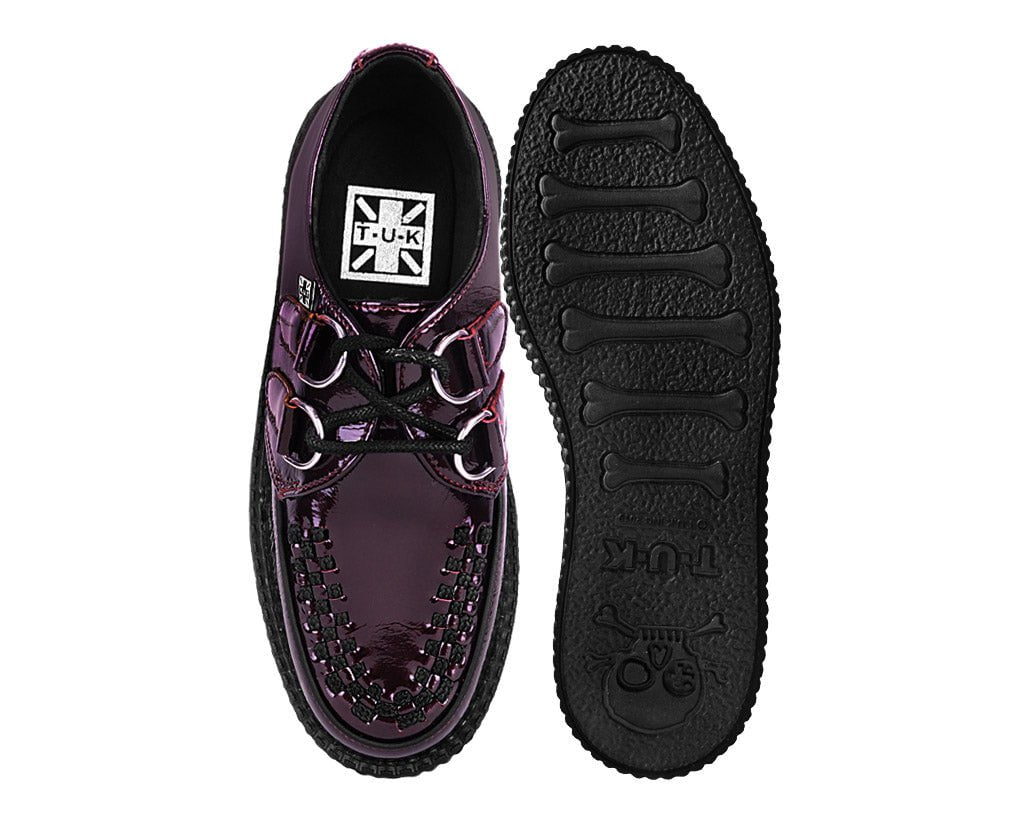 V3246 Burgundy Crinkle Patent Viva Mondo Creeper - T.U.K. Shoes