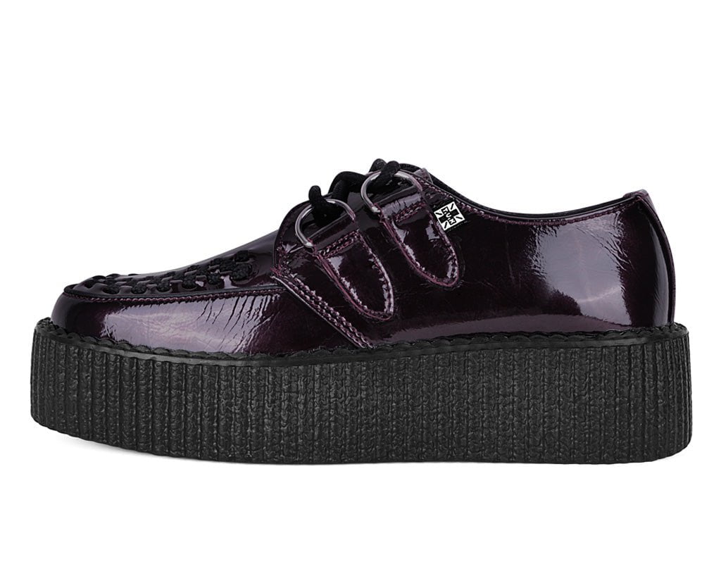 V3246 Burgundy Crinkle Patent Viva Mondo Creeper - T.U.K. Shoes