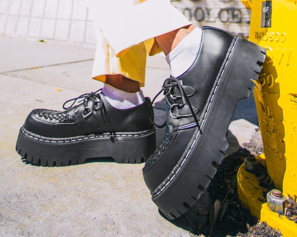 A3050 Black TUKskin™ Interlace Double Decker Creeper - T.U.K. Shoes