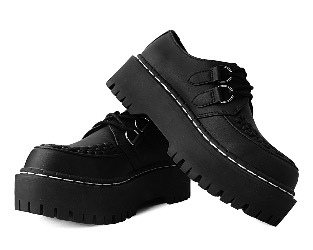 A3050 Black TUKskin™ Interlace Double Decker Creeper - T.U.K. Shoes