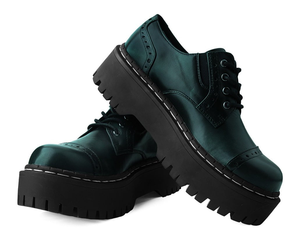 A3193L Green Rub-Off Double Decker Brogue - T.U.K. Shoes
