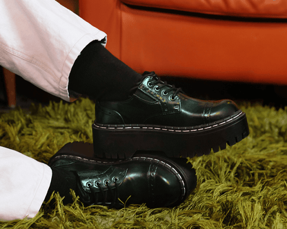 A3193L Green Rub-Off Double Decker Brogue - T.U.K. Shoes