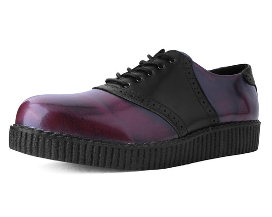 F9978 Black & Burgundy Rub-Off TUKskin™ Saddle Oxford - T.U.K. Shoes