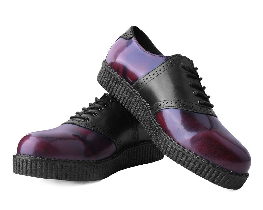 F9978 Black & Burgundy Rub-Off TUKskin™ Saddle Oxford - T.U.K. Shoes