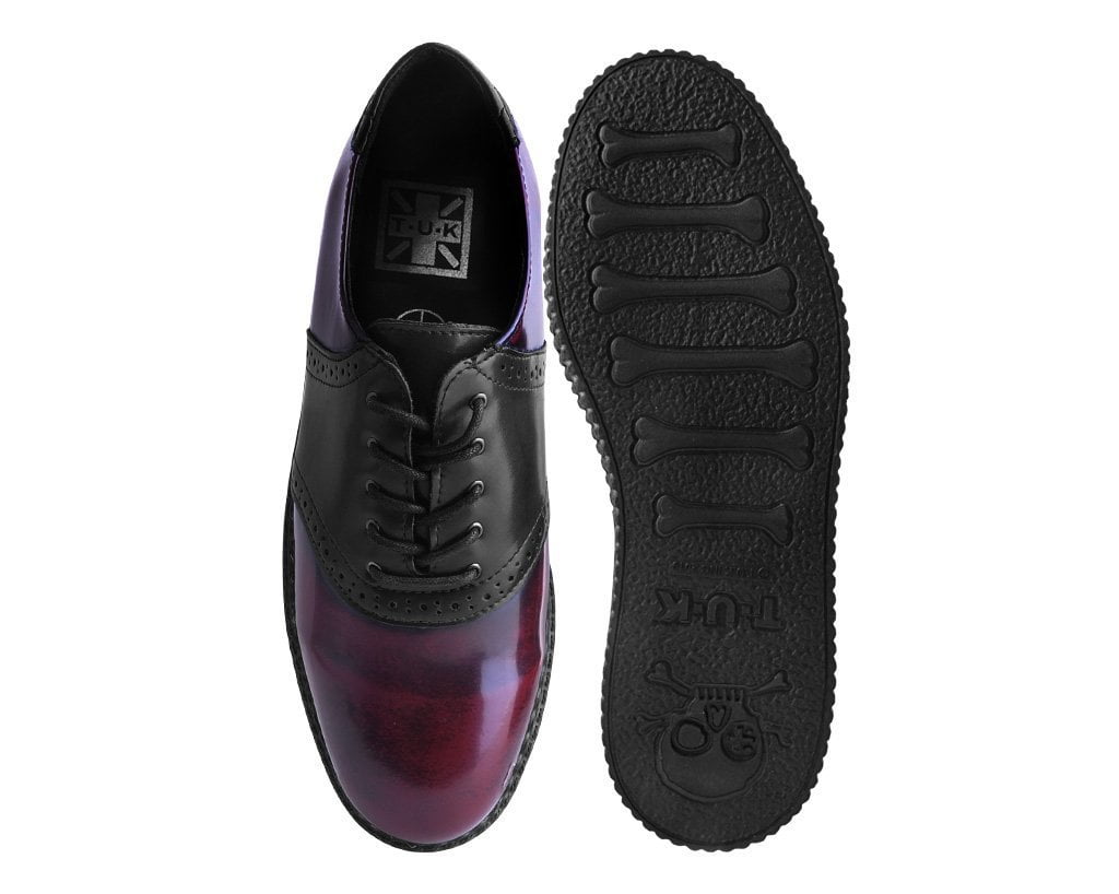 F9978 Black & Burgundy Rub-Off TUKskin™ Saddle Oxford - T.U.K. Shoes