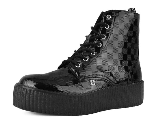 V3202 Black Checkered Patent Viva Mondo Boot - T.U.K. Shoes