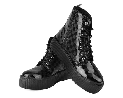 V3202 Black Checkered Patent Viva Mondo Boot - T.U.K. Shoes