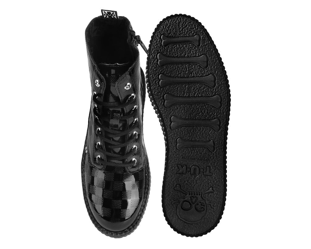 V3202 Black Checkered Patent Viva Mondo Boot - T.U.K. Shoes