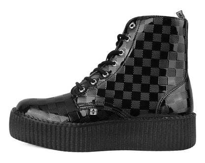 V3202 Black Checkered Patent Viva Mondo Boot - T.U.K. Shoes