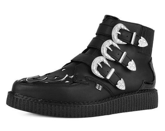 A3286 Black TUKskin Western Star 3-Buckle Pointed Boot - T.U.K. Shoes
