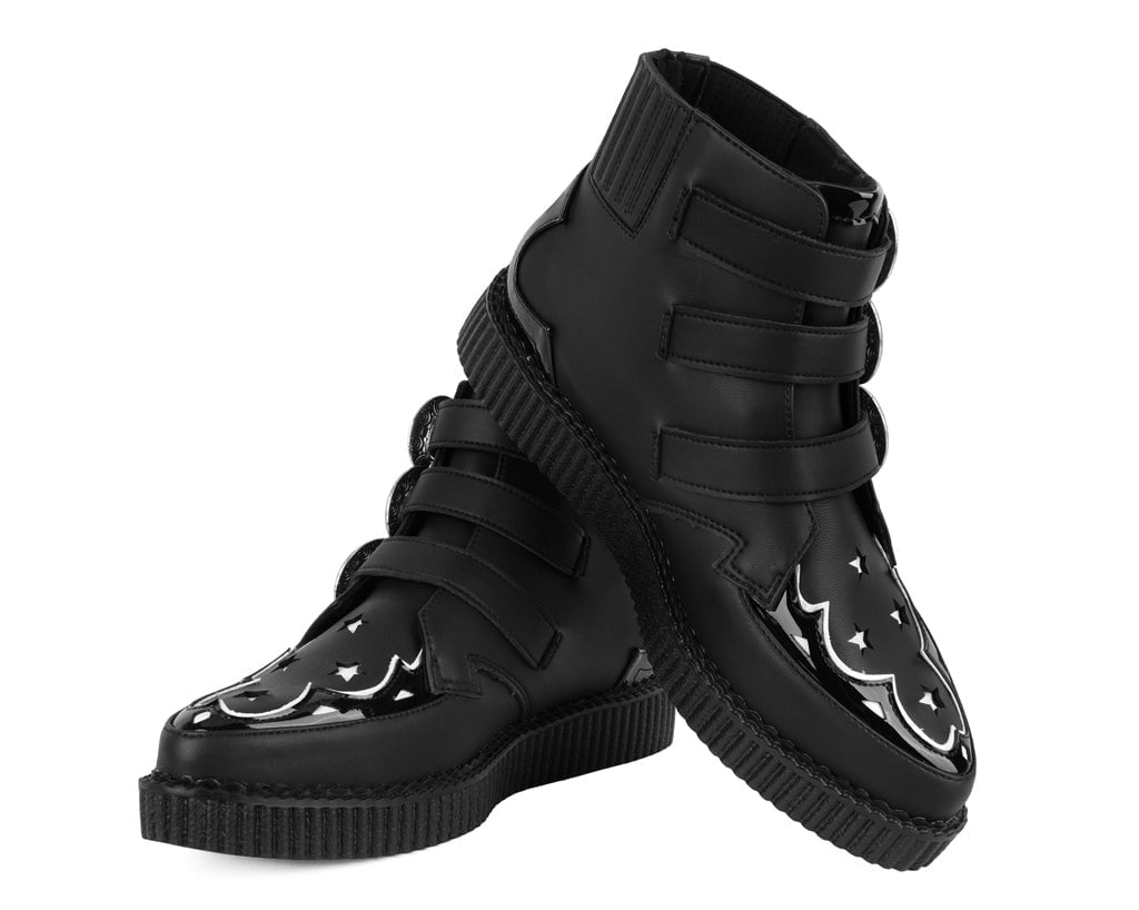 A3286 Black TUKskin Western Star 3-Buckle Pointed Boot - T.U.K. Shoes