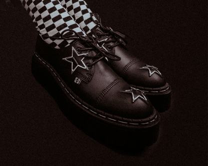 A3277 Black TUKskin Star Double Decker Brogue - T.U.K. Shoes